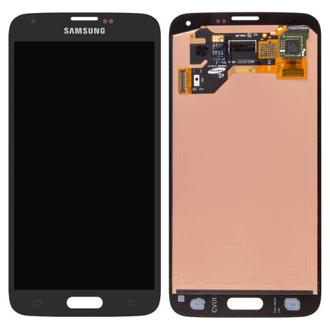 Дисплей для Samsung G900 Galaxy S5, чорний, без рамки, Оригінал переклеєне скло 