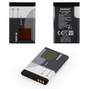 Акумулятор BL 5C для Nokia 1100, 1101, 1110, 1280, 1600, 1616, 202 Asha, 203 Asha, 2300, 2310, 2323c, 2330c, 2600, 2610, 2626, 2700c, 2710n, 2730c, 3100, 3109c, 3110c, 3120, 3208c, 3555, 3610f, 3650, 3660, 5030, 5130c, 5130xm, 6030, 6085, 6086, 6230, 6230i, 6263, 6267, 6270, 6282, 6555, 6600, 6620, 6630, 6670, 6680, 6681, 7600, 7610, C1 00, C1 02, C2 00, C2 01, C2 02, C2 03, C2 07, E50, E60, N70, N71, N72, X2 01, X2 05, Li ion, 3,7 В, 1020 мАг, Original PRC 
