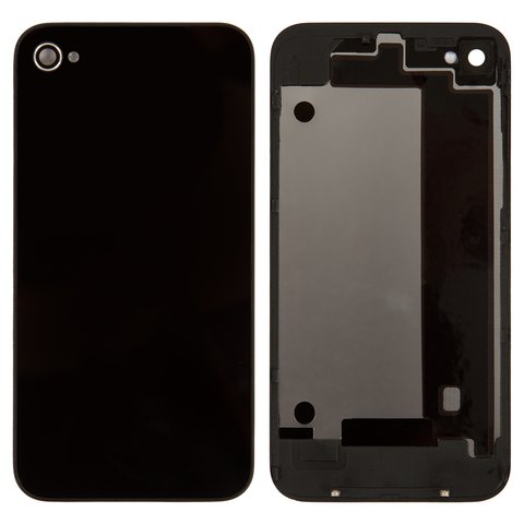 Задня панель корпуса для Apple iPhone 4, чорна, з компонентами, Copy, без логотипа