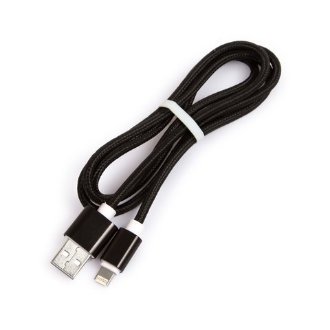 USB кабель, USB тип A, micro USB тип B, Lightning, 100 см, чорний, 2 in 1