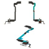 Шлейф для iPhone X, конектора навушників, конектора зарядки, білий, High Copy