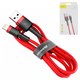 USB кабель Baseus Cafule, USB тип-A, Lightning, 100 см, 2,4 А, червоний, #CALKLF-B09