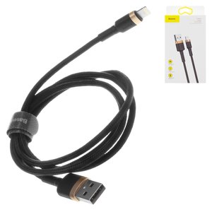 USB кабель Baseus Cafule, USB тип A, Lightning, 100 см, 2,4 А, черный, золотистый, в нейлоновой оплетке, #CALKLF BV1
