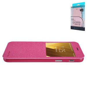 Чохол Nillkin Sparkle laser case для Samsung A320 Galaxy A3 2017 , рожевий, книжка, пластик, PU шкіра, #6902048137592