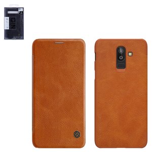 Чохол Nillkin Qin leather case для Samsung J800 Galaxy J8, коричневий, книжка, пластик, PU шкіра, #6902048161467