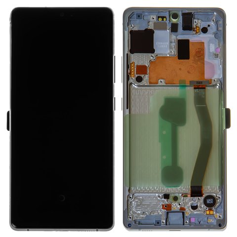 Дисплей для Samsung G770 Galaxy S10 Lite, білий, з рамкою, Original, сервісне опаковання, #GH82 21672B GH82 22045B GH82 21992B