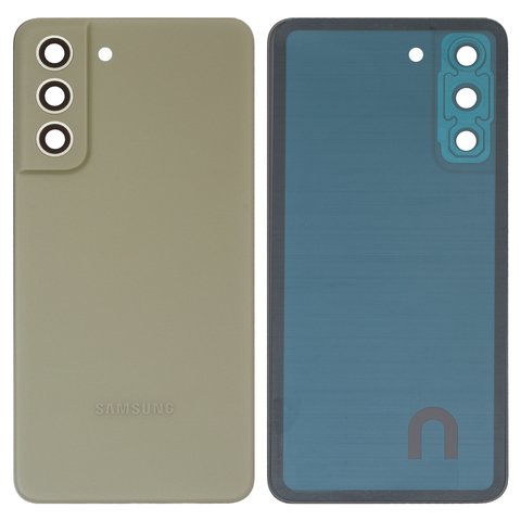 Задня панель корпуса для Samsung G990B Galaxy S21 FE 5G, зелена, із склом камери, olive