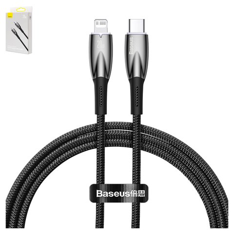 USB кабель Baseus Glimmer, USB тип C, Lightning, 100 см, 20 Вт, черный, #CADH000001
