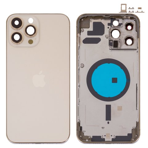 Корпус для iPhone 13 Pro Max, золотистий, з тримачем SIM карти, з боковими кнопками, gold