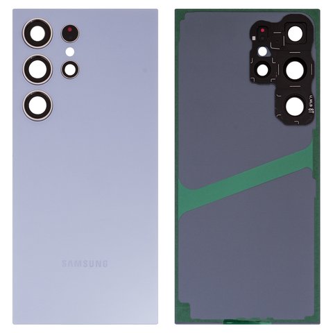 Задня панель корпуса для Samsung S928 Galaxy S24 Ultra, блакитна, із склом камери, titanium blue