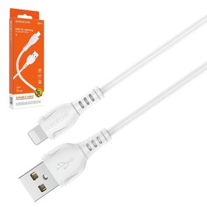 USB кабель Borofone BX51, USB тип A, Lightning, 100 см, 2,4 А, белый, #6931474743909