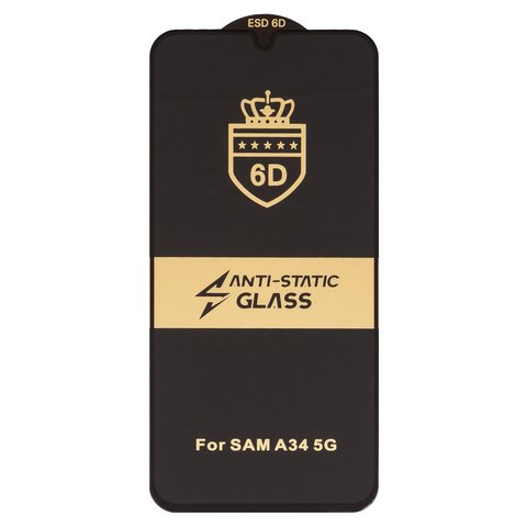Защитное стекло ESD 6D для Samsung A346 Galaxy A34 5G, совместимо с чехлом, Full Glue, Anti Static, без упаковки , черный