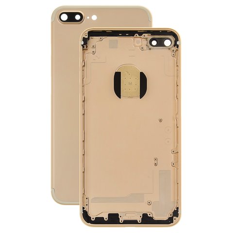 Housing compatible with Apple iPhone 7 Plus, golden, with SIM card holders, with side buttons 
