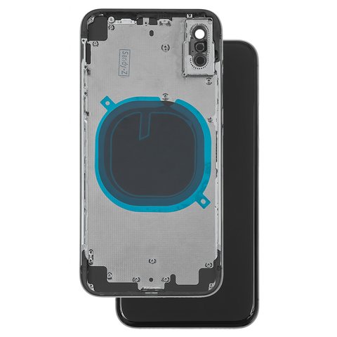 Housing compatible with iPhone X, black, with SIM card holders, with side buttons 