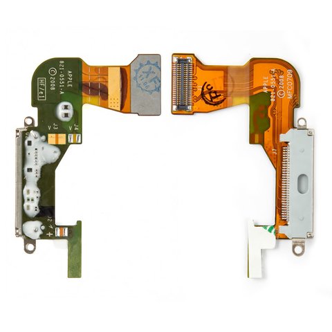 Шлейф для Apple iPhone 3GS, коннектора зарядки, белый, с компонентами