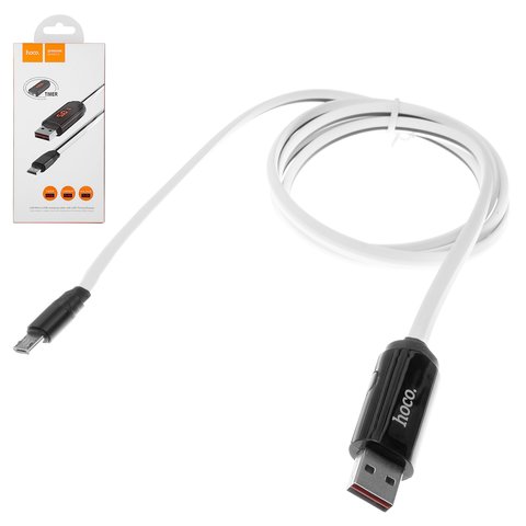 USB Cable Hoco U29, USB type A, micro USB type B, 100 cm, 2 A, white 