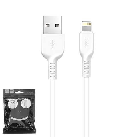 USB Cable Hoco X13, USB type A, Lightning, 100 cm, 2.4 A, white  #6957531061151