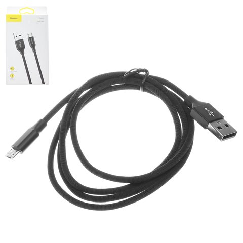 USB кабель Baseus Yiven, USB тип A, micro USB тип B, 100 см, 2 A, черный, #CAMYW A01