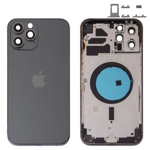 Housing compatible with iPhone 12 Pro, dark blue, with SIM card holders, with side buttons, pacific blue 