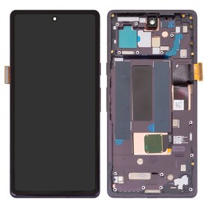 LCD compatible with Google Pixel 7a, black, with frame, original change glass 