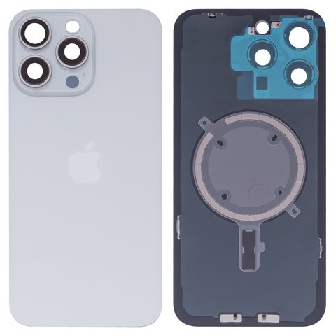 Housing Back Cover compatible with iPhone 15 Pro Max, white, with camera lens, HC 