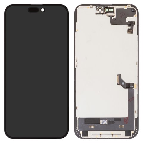 LCD compatible with iPhone 15 Plus, black, with frame, HC, without error, OLED , DD OLED OEM soft, diagnosable 