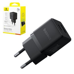 Сетевое зарядное устройство Baseus Palm, 20 Вт, Fast Charge, черный, 2 порта, #P10111608113 00