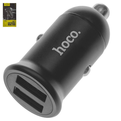 Автомобільний зарядний пристрій Hoco Z30, 2 USB виходи 5В 2,4А , чорне