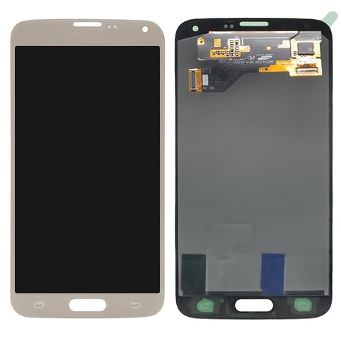 LCD compatible with Samsung G903 Galaxy S5 Neo, golden, without frame, original change glass 