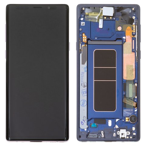 LCD compatible with Samsung N960 Galaxy Note 9, dark blue, with frame, Original PRC , ocean Blue, original glass 