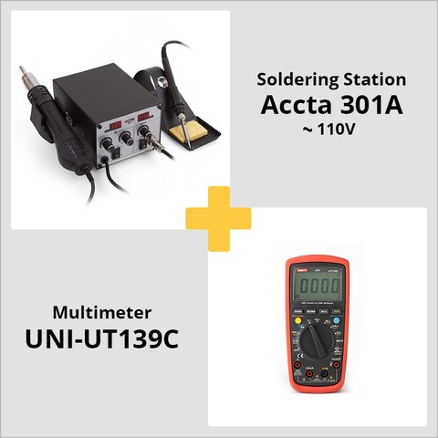 Combo: Accta 301A Hot Air Rework Station 110 V  + UNI T UT139C Digital Multimeter