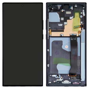 LCD compatible with Samsung N985F Galaxy Note 20 Ultra, N986B Galaxy Note 20 Ultra 5G, black, with frame, Original PRC  