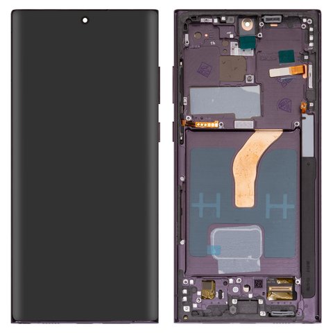 LCD compatible with Samsung S908B Galaxy S22 Ultra 5G, purple, with frame, High Copy, OLED  