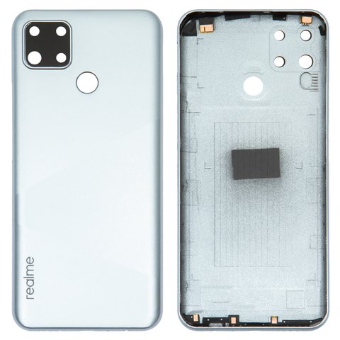 Задняя панель корпуса для Realme C12, серая, со стеклом камеры