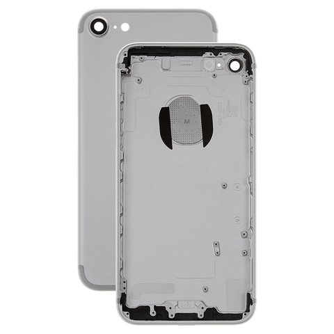 Carcasa puede usarse con Apple iPhone 7, plateado, con botones laterales,  con sujetador de tarjeta SIM