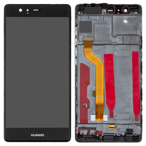 Pantalla LCD puede usarse con Huawei P9, negro, Logo Huawei, con marco, High Copy, EVA L09 Single SIM ; EVA L19, EVA L29 Dual SIM