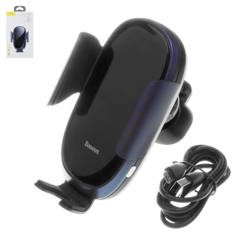 Sujetador para coche Baseus, azul, sujetador automático, sobre deflector, con cable micro USB Tipo B, #SUGENT ZN03