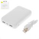 Power bank Baseus X10, 10000 mAh, USB tipo-C entrada 5V 2.1A, micro USB tipo-B entrada 5V 2.1A, 2 USB salidas 5V 1A/2,1A, 92*61*22 mm, blanco, #PPJAN-A02