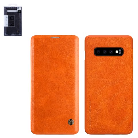 Funda Nillkin Qin leather case puede usarse con Samsung G975 Galaxy S10 Plus, marrón, libro, plástico, cuero PU, #6902048171589