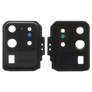 Vidrio de cámara puede usarse con Samsung G988 Galaxy S20 Ultra, negro, con marcos, cosmic black