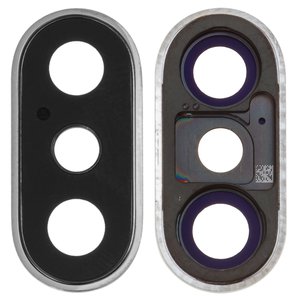 Vidrio de cámara puede usarse con iPhone XS, blanco, con marcos