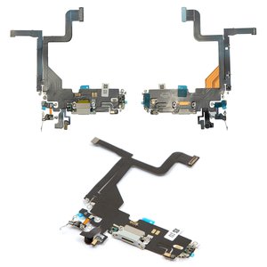 Cable flex puede usarse con iPhone 13 Pro, del conector de carga, gris, con micrófono, con componentes, HC, Lightning