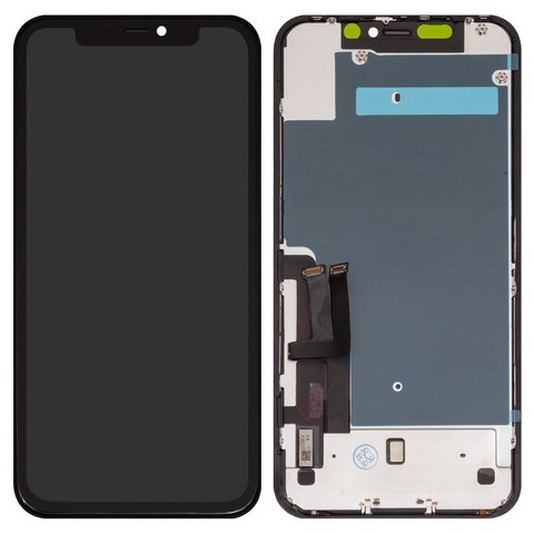Pantalla LCD puede usarse con iPhone 11, negro, con marco, AAA, TFT , ZY, LTPS HD+