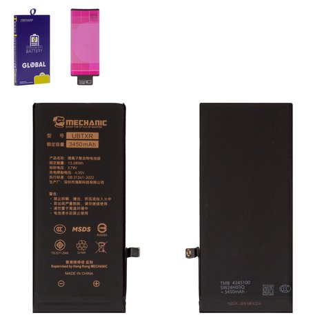 Аккумулятор Mechanic для Apple iPhone XR, Li Polymer, 3,79 В, 3450 мАч, повышенная ёмкость, original IC