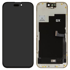 Дисплей для iPhone 15 Pro, черный, с рамкой, OLED , GX OEM hard